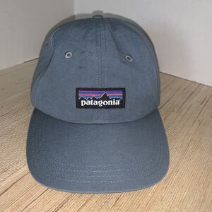 PATAGONIA P-6 Label Trad Cap #38296 Low Crown Hat Utility Blue Adjustable Back